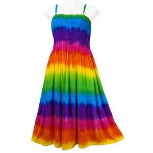 Rainbow Tie-Dye Striped Sundress